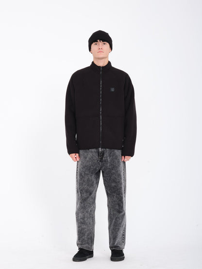Runtime Grid Sherpa-Sweatshirt mit Reißverschluss – SCHWARZ