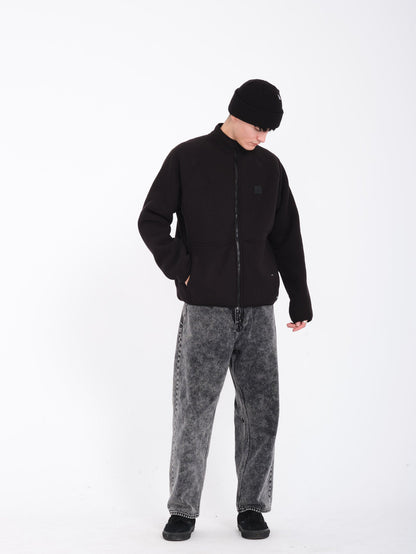 Runtime Grid Sherpa-Sweatshirt mit Reißverschluss – SCHWARZ