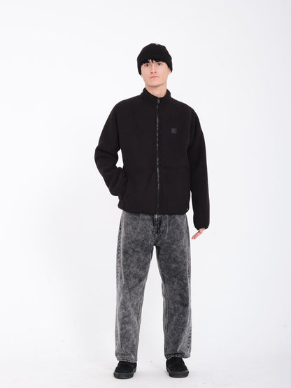 Runtime Grid Sherpa-Sweatshirt mit Reißverschluss – SCHWARZ
