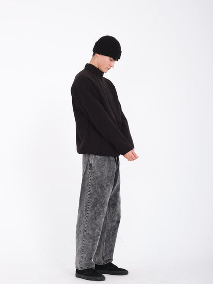 Runtime Grid Sherpa-Sweatshirt mit Reißverschluss – SCHWARZ