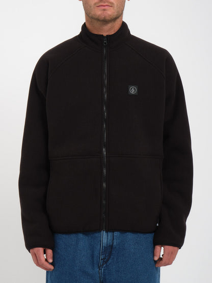 Runtime Grid Sherpa-Sweatshirt mit Reißverschluss – SCHWARZ
