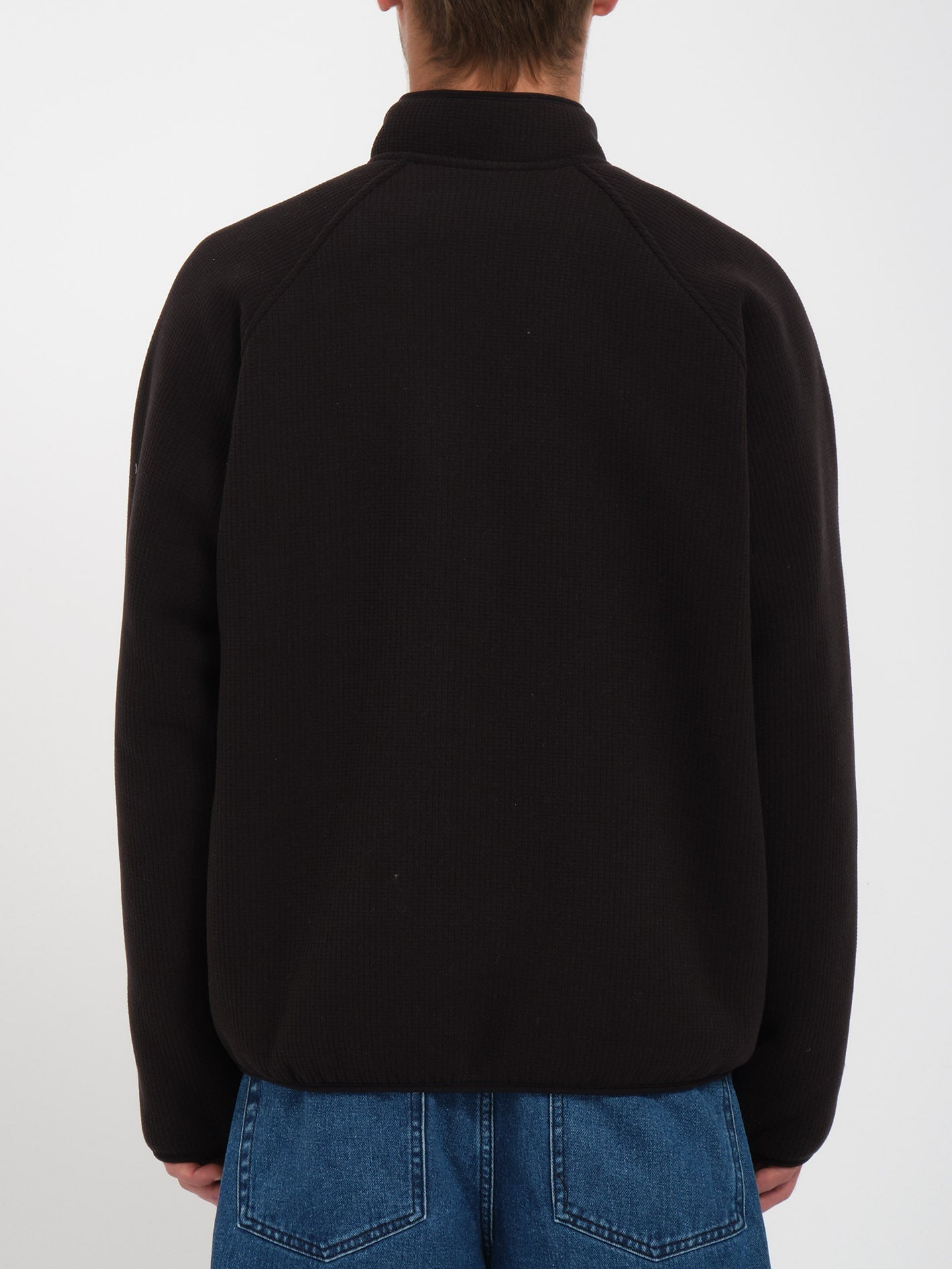 Runtime Grid Sherpa-Sweatshirt mit Reißverschluss – SCHWARZ
