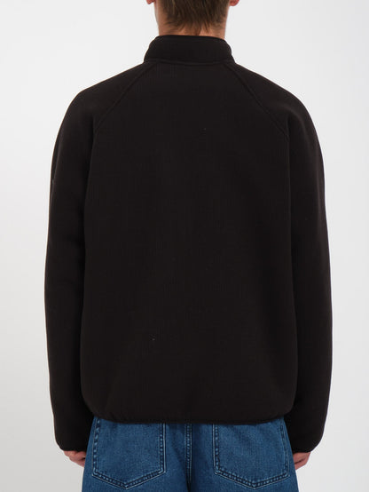 Runtime Grid Sherpa-Sweatshirt mit Reißverschluss – SCHWARZ