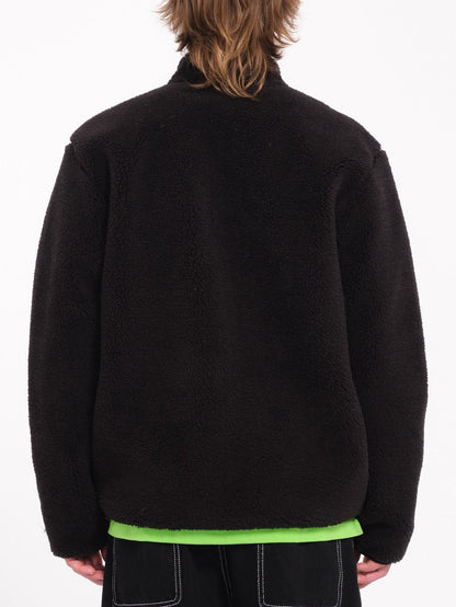 Muzzer Fuzzar Zip-Up Sherpa Sweatshirt - BLACK