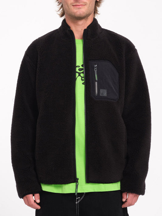 Muzzer Fuzzar Zip-Up Sherpa Sweatshirt - BLACK