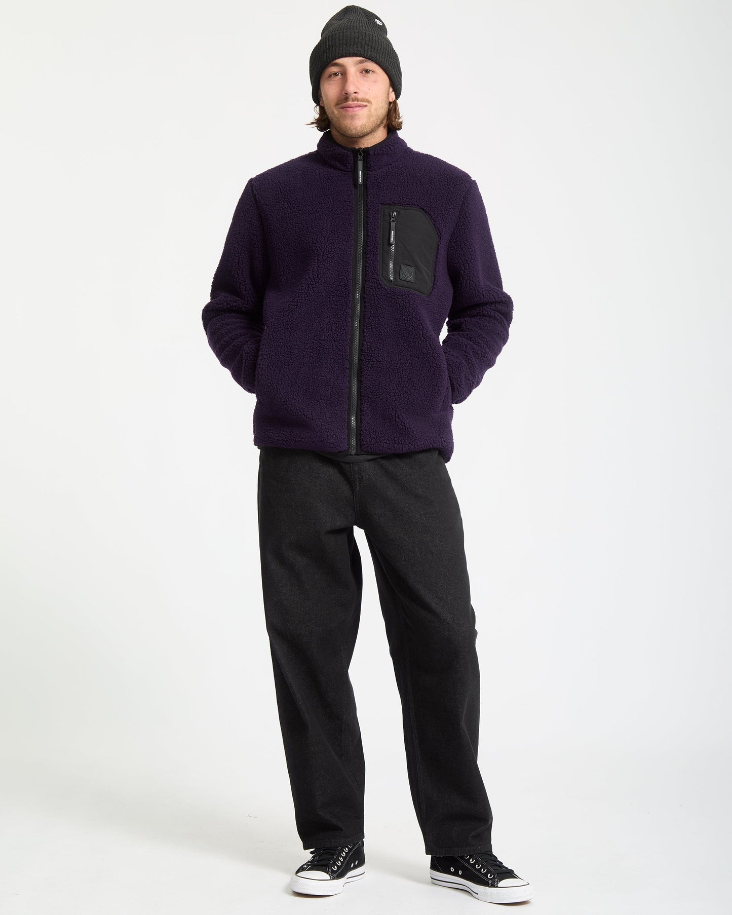 Sweat Sherpa Zippé Muzzer Fuzzar - Dark Purple