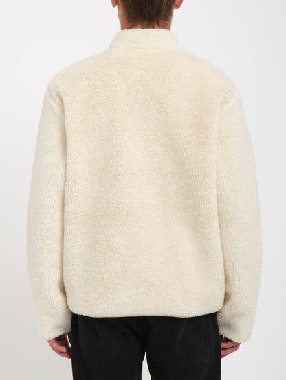 Muzzer Fuzzar Zipped Sherpa Sweatshirt - DIRTY WHITE