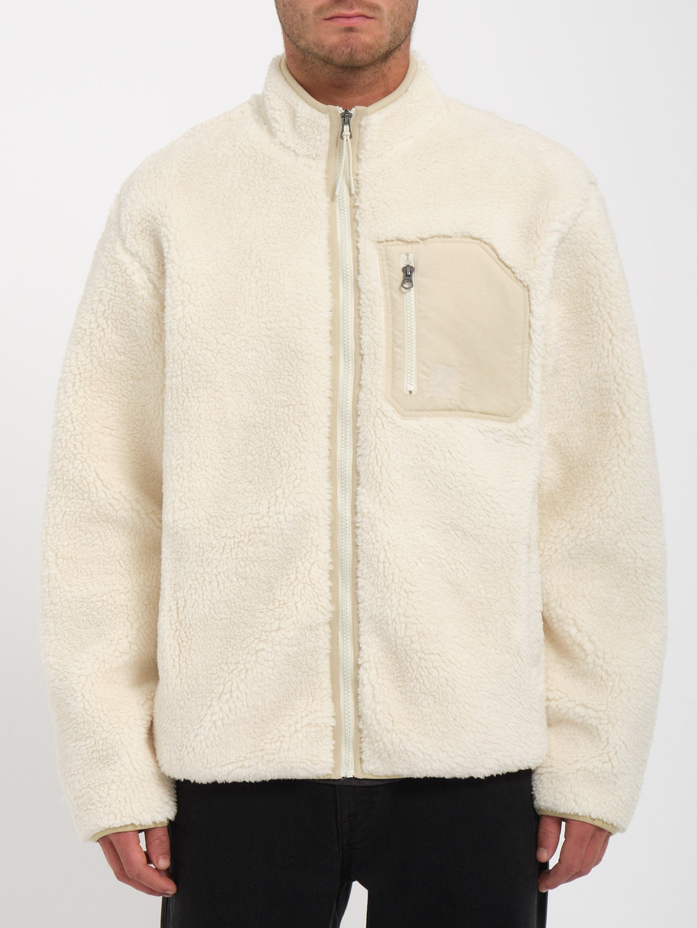 Muzzer Fuzzar Zipped Sherpa Sweatshirt - DIRTY WHITE