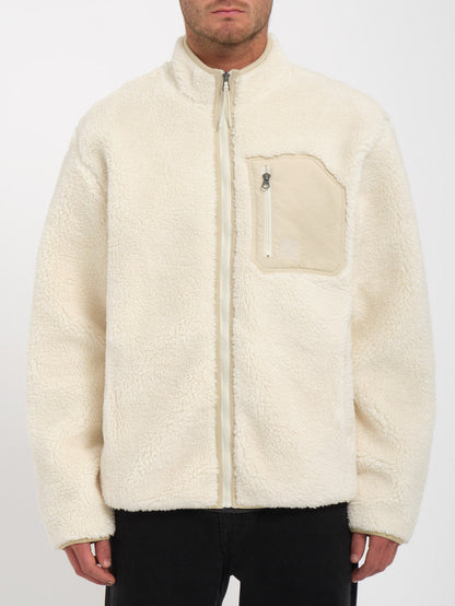 Muzzer Fuzzar Zipped Sherpa Sweatshirt - DIRTY WHITE