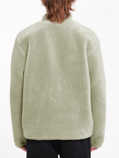 Muzzer Fuzzar Zipped Sherpa Sweatshirt - GREEN TEA