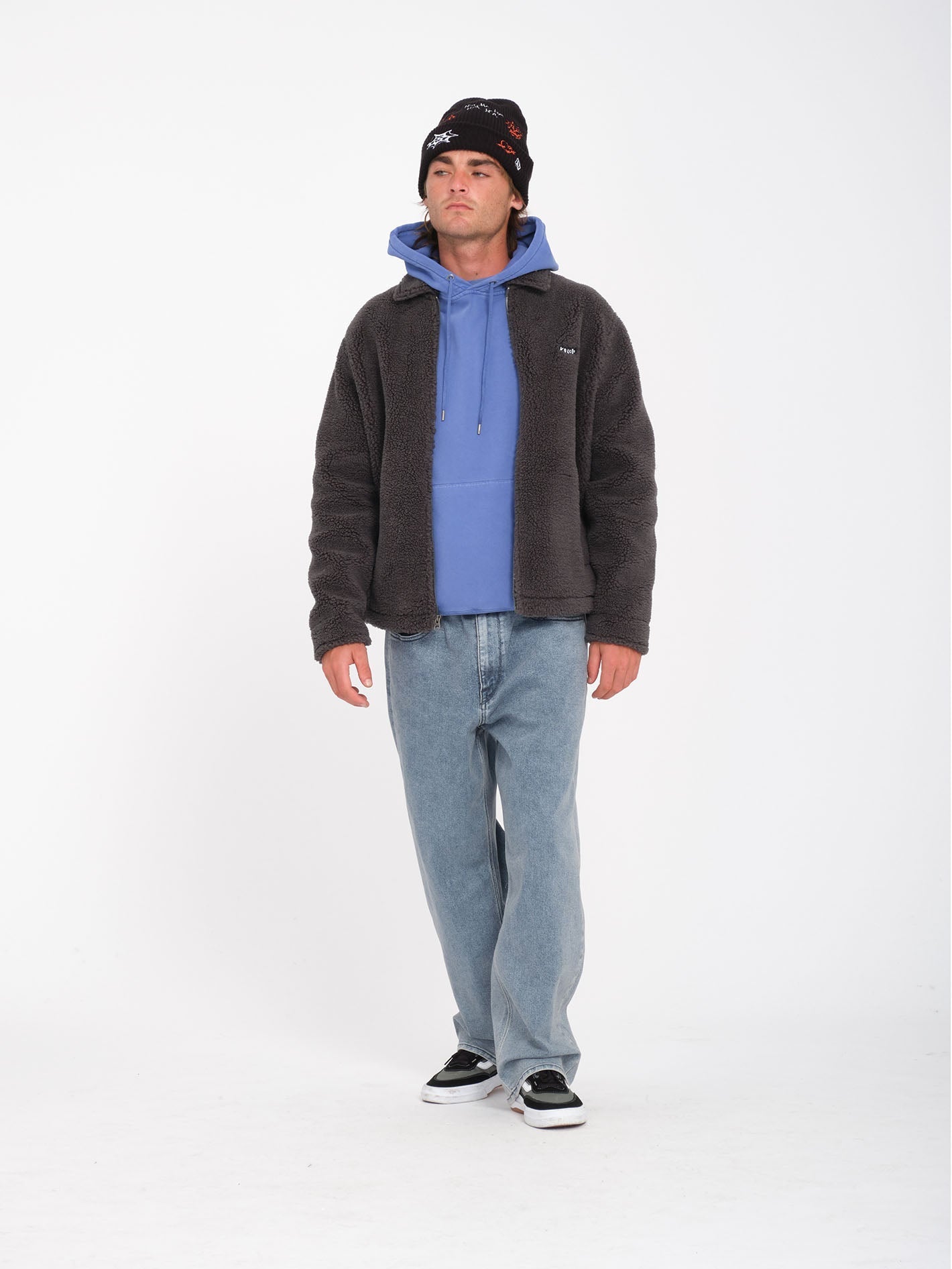 Edwart II Sherpa-Jacke mit Reißverschluss – ASPHALTSCHWARZ