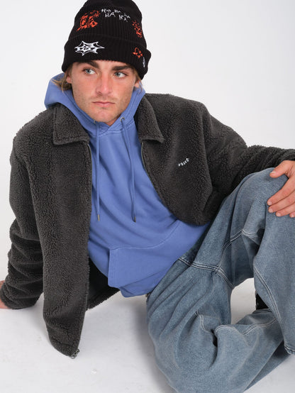 Edwart II Sherpa-Jacke mit Reißverschluss – ASPHALTSCHWARZ