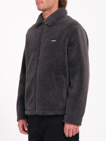 Edwart II Sherpa-Jacke mit Reißverschluss – ASPHALTSCHWARZ
