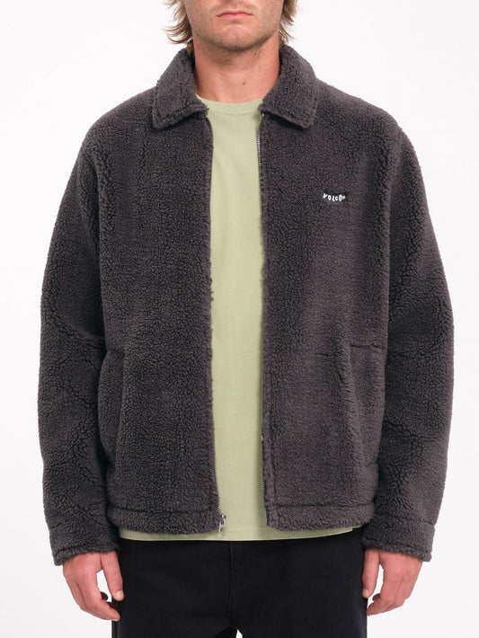 Edwart ll Zipped Sherpa Jacket - ASPHALT BLACK