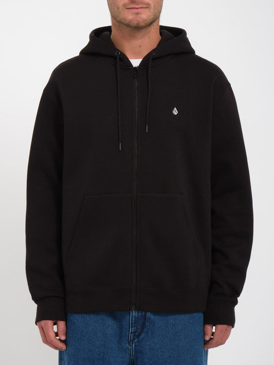 Single Stone Zip-Up Hoodie - BLACK