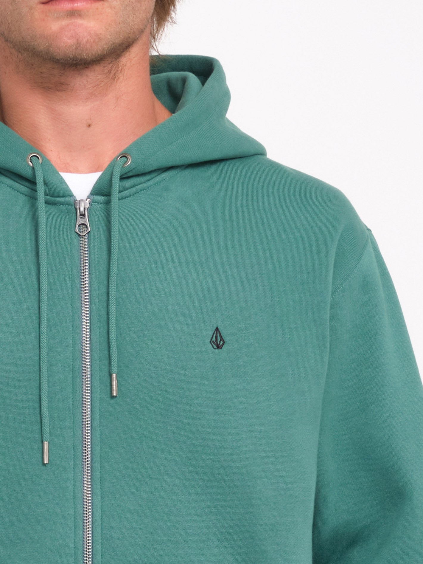 Single Stone Zip-Up Hoodie - MEERGRÜN
