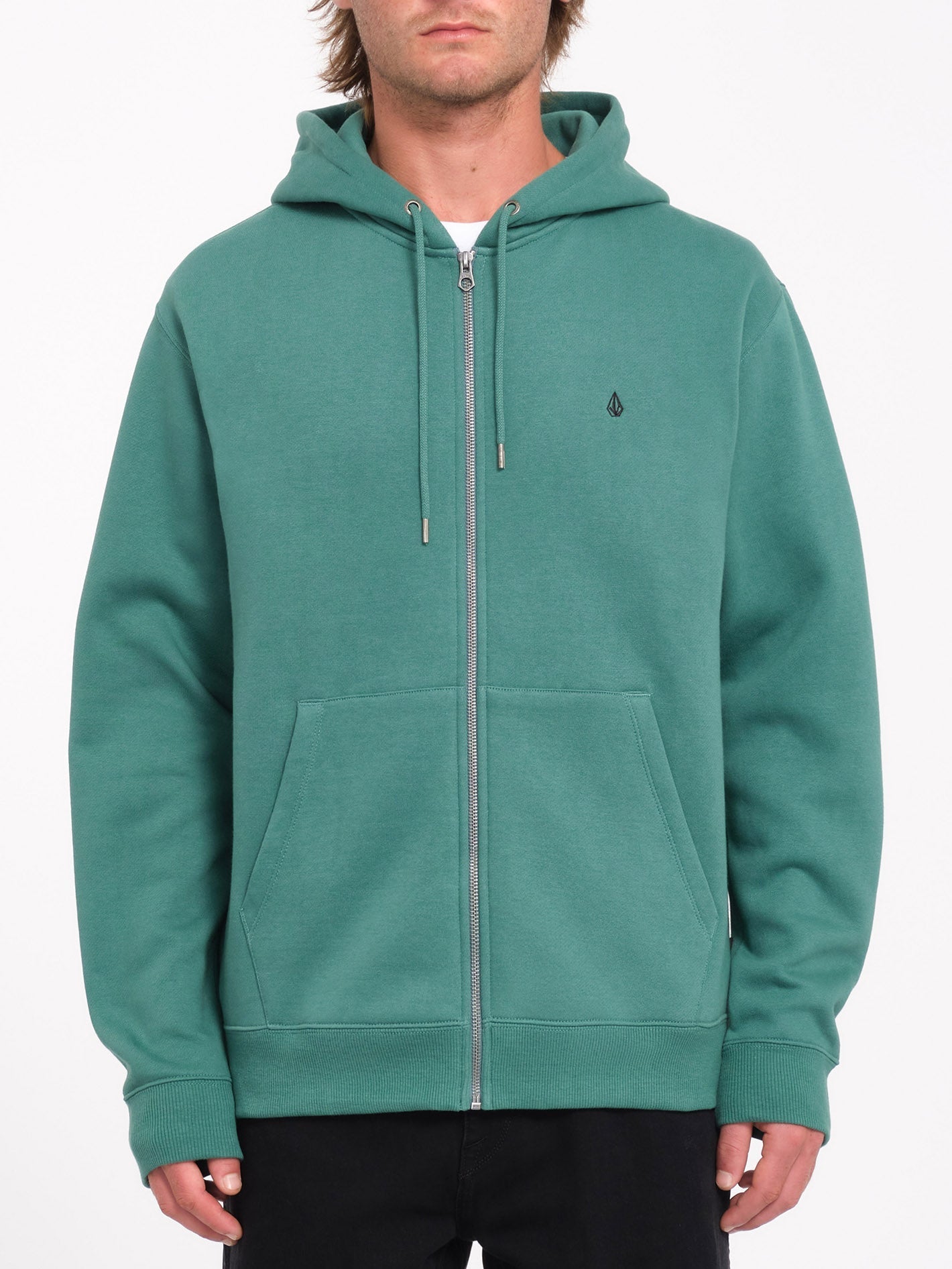 Single Stone Zip-Up Hoodie - MEERGRÜN