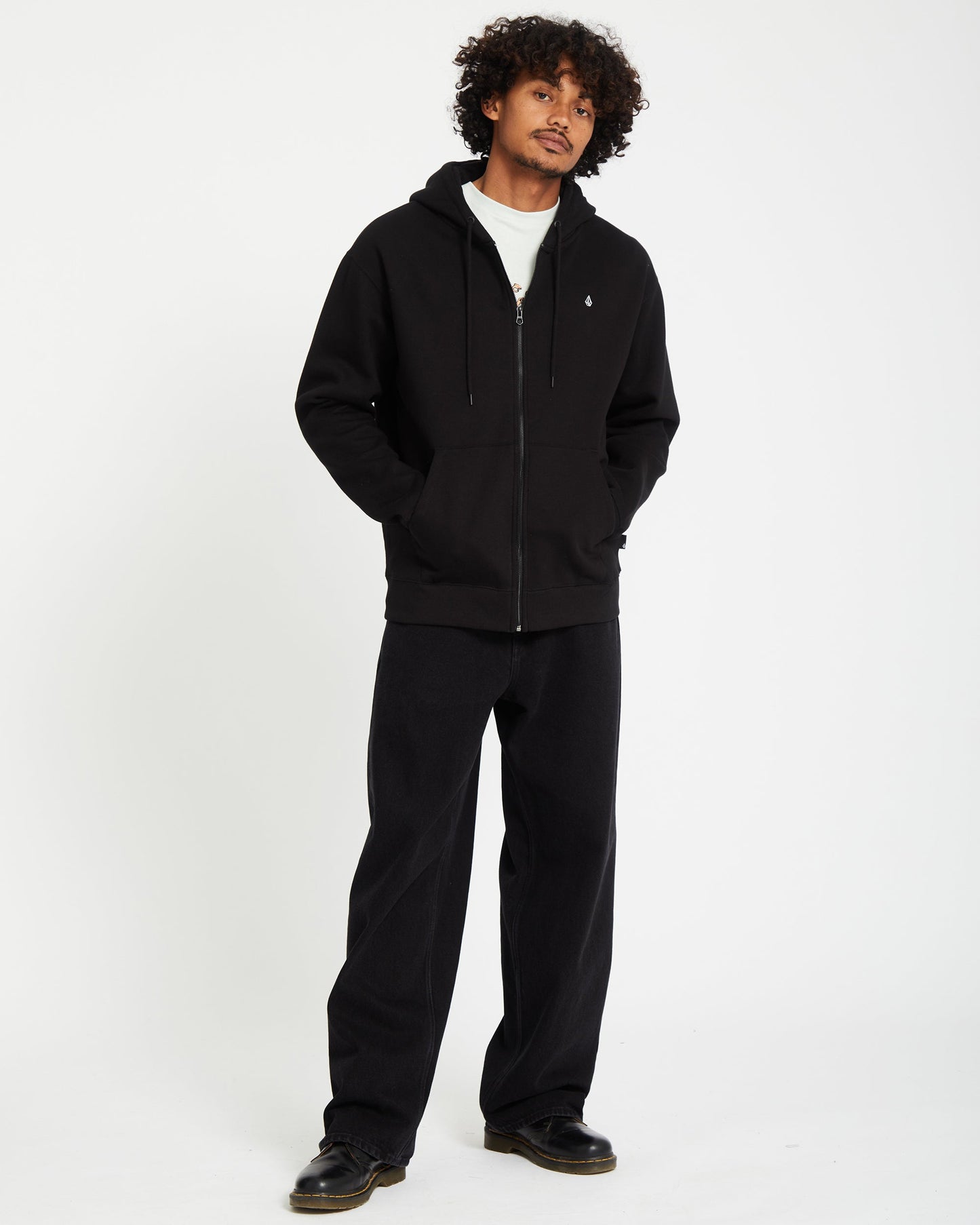 Sweat À Capuche Zippé Single Stone - Black