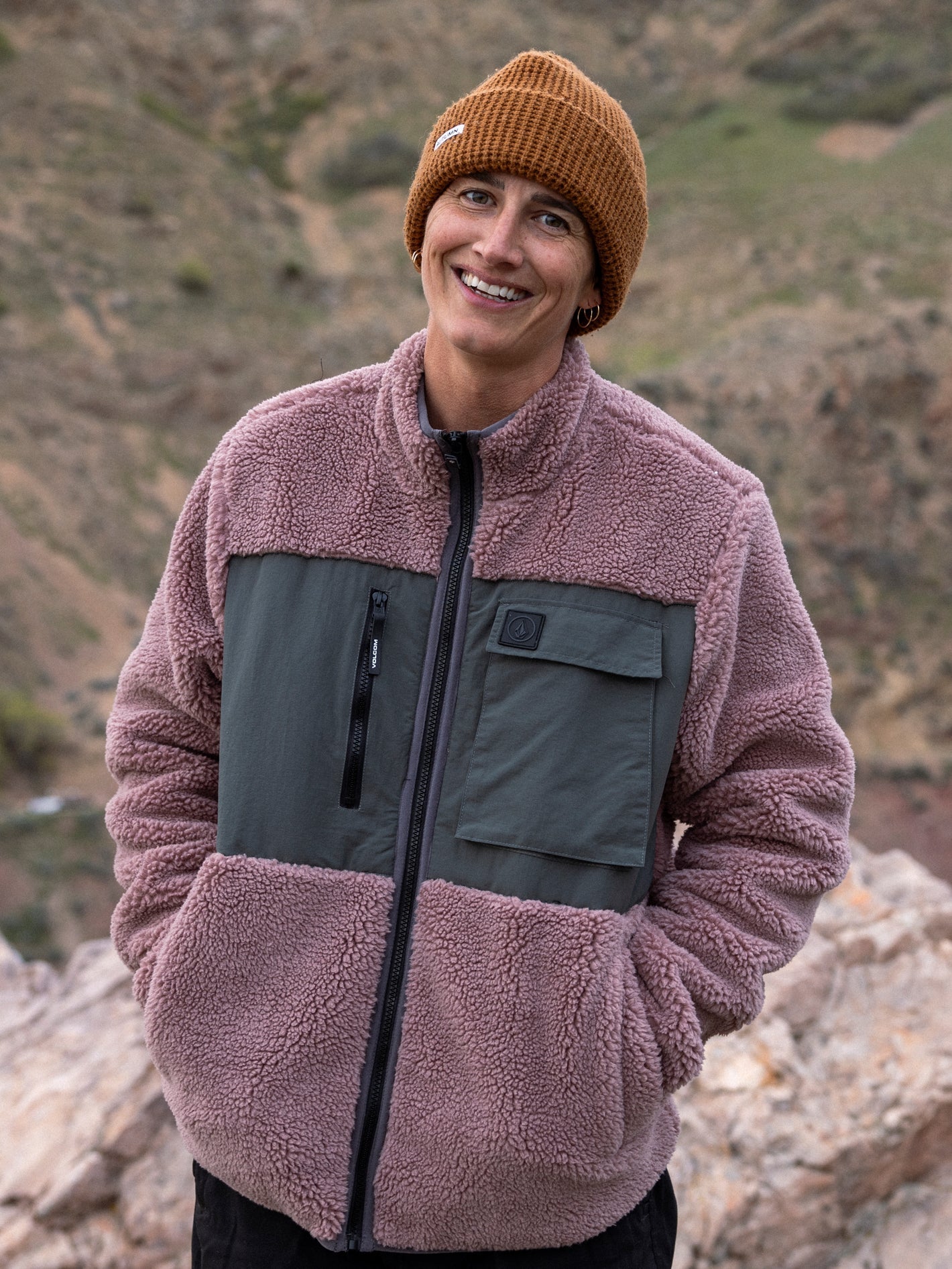 Storm Stone Sherpa-Sweatshirt mit Reißverschluss – BORDEAUXBRAUN