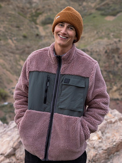 Storm Stone Sherpa-Sweatshirt mit Reißverschluss – BORDEAUXBRAUN