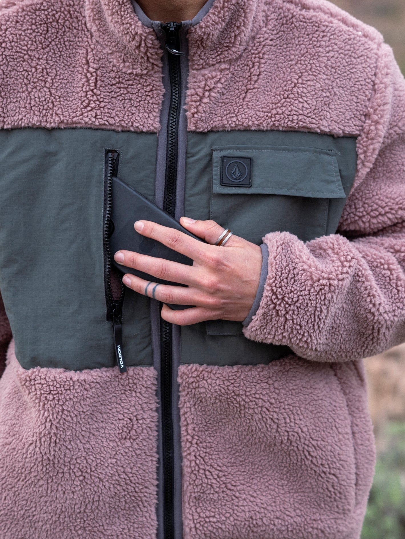 Storm Stone Sherpa-Sweatshirt mit Reißverschluss – BORDEAUXBRAUN