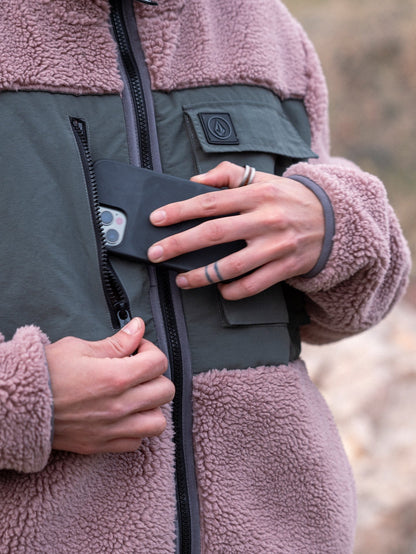 Storm Stone Sherpa-Sweatshirt mit Reißverschluss – BORDEAUXBRAUN