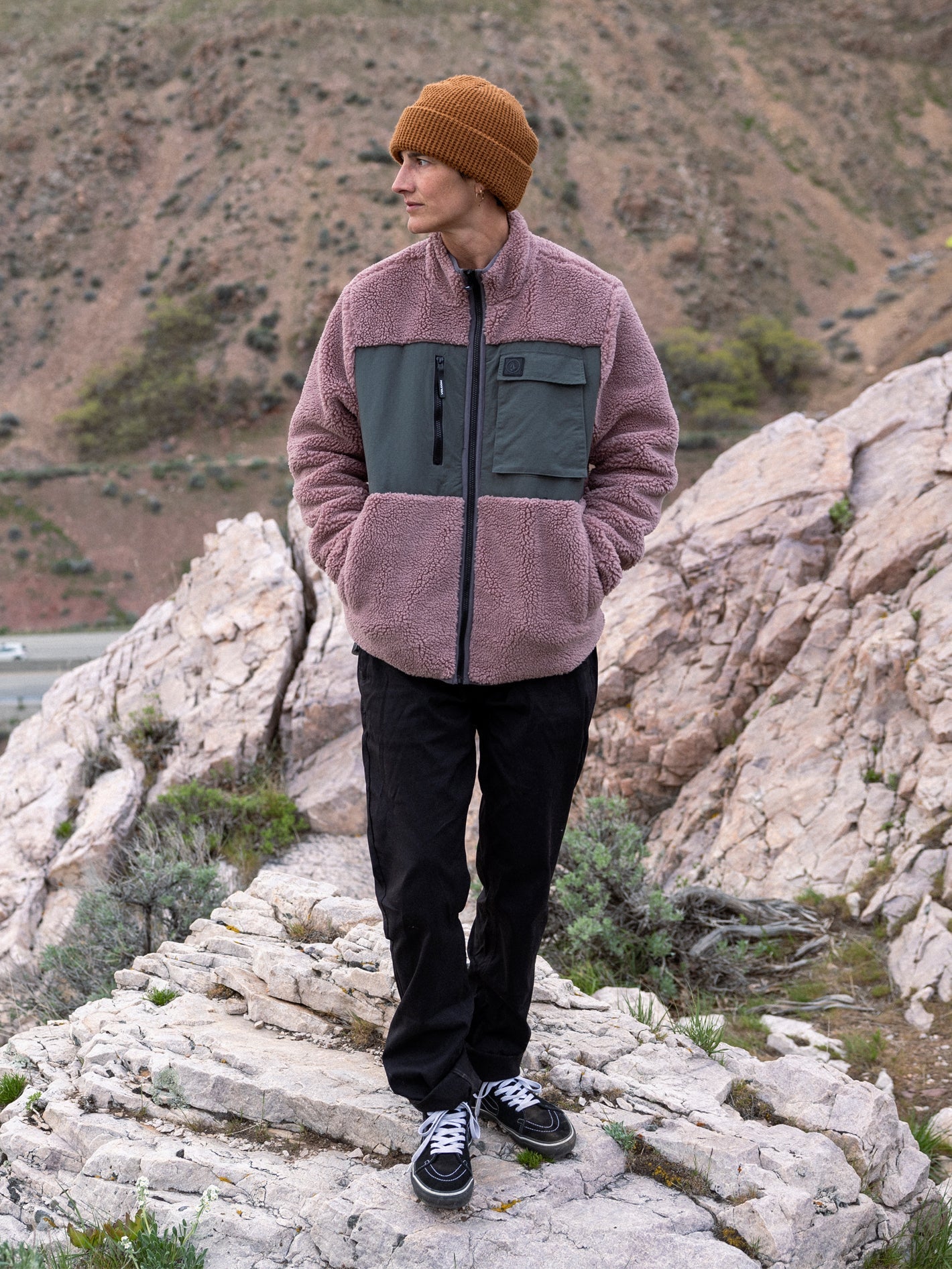 Storm Stone Sherpa-Sweatshirt mit Reißverschluss – BORDEAUXBRAUN