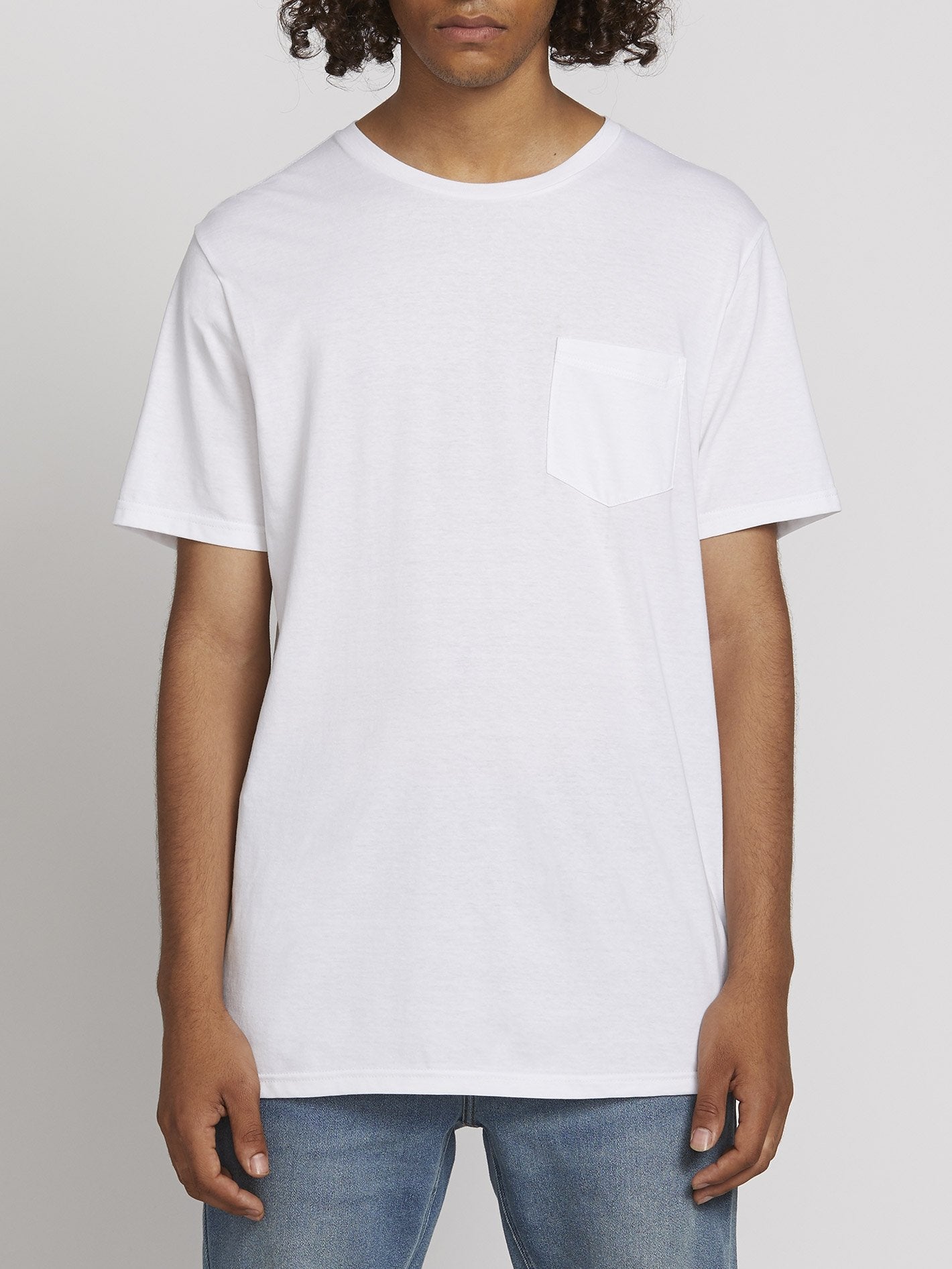 T-Shirt Solid Pocket - White