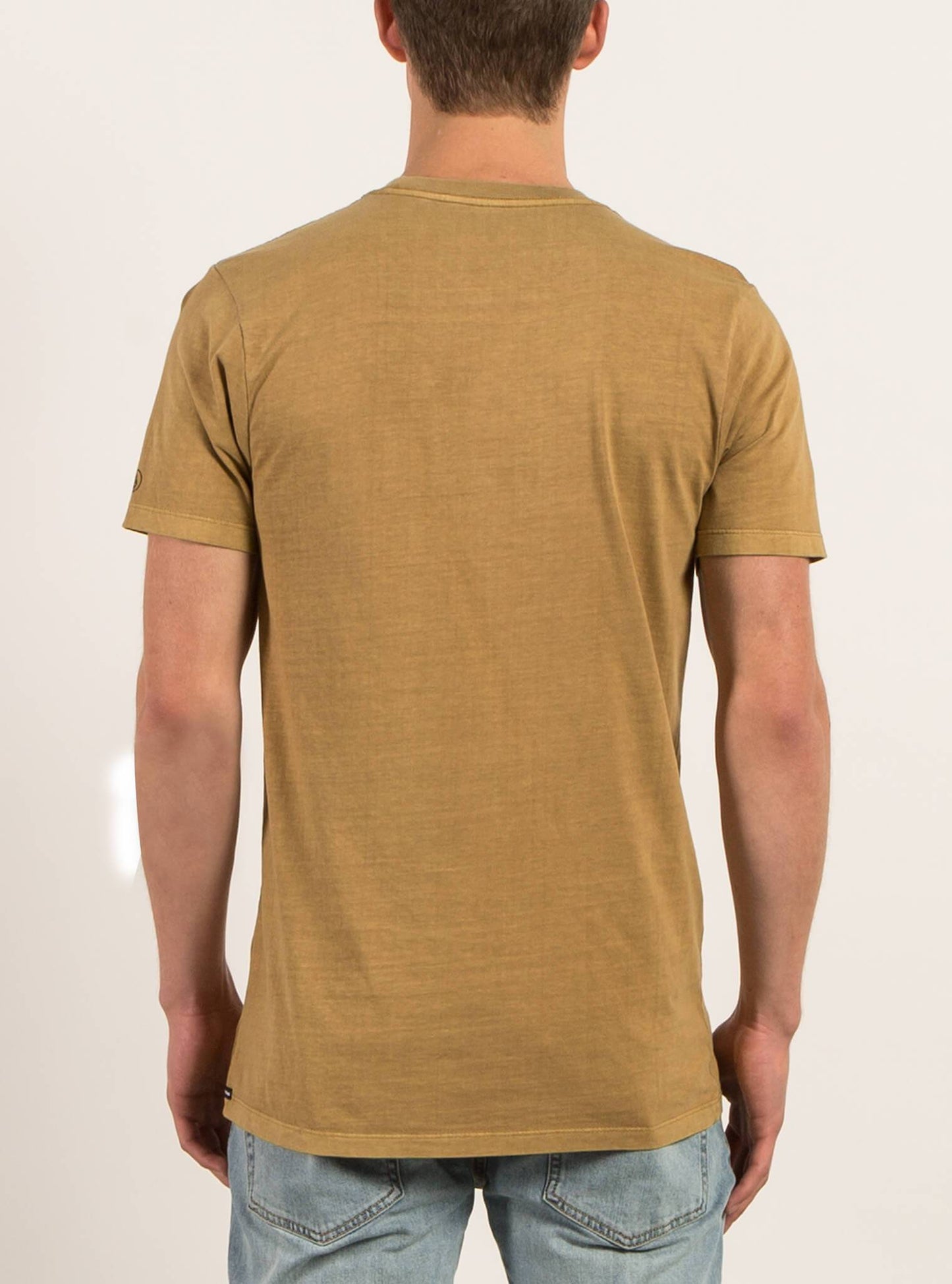 Pale Wash Solid Kurzarm-T-Shirt - Gebranntes Khaki