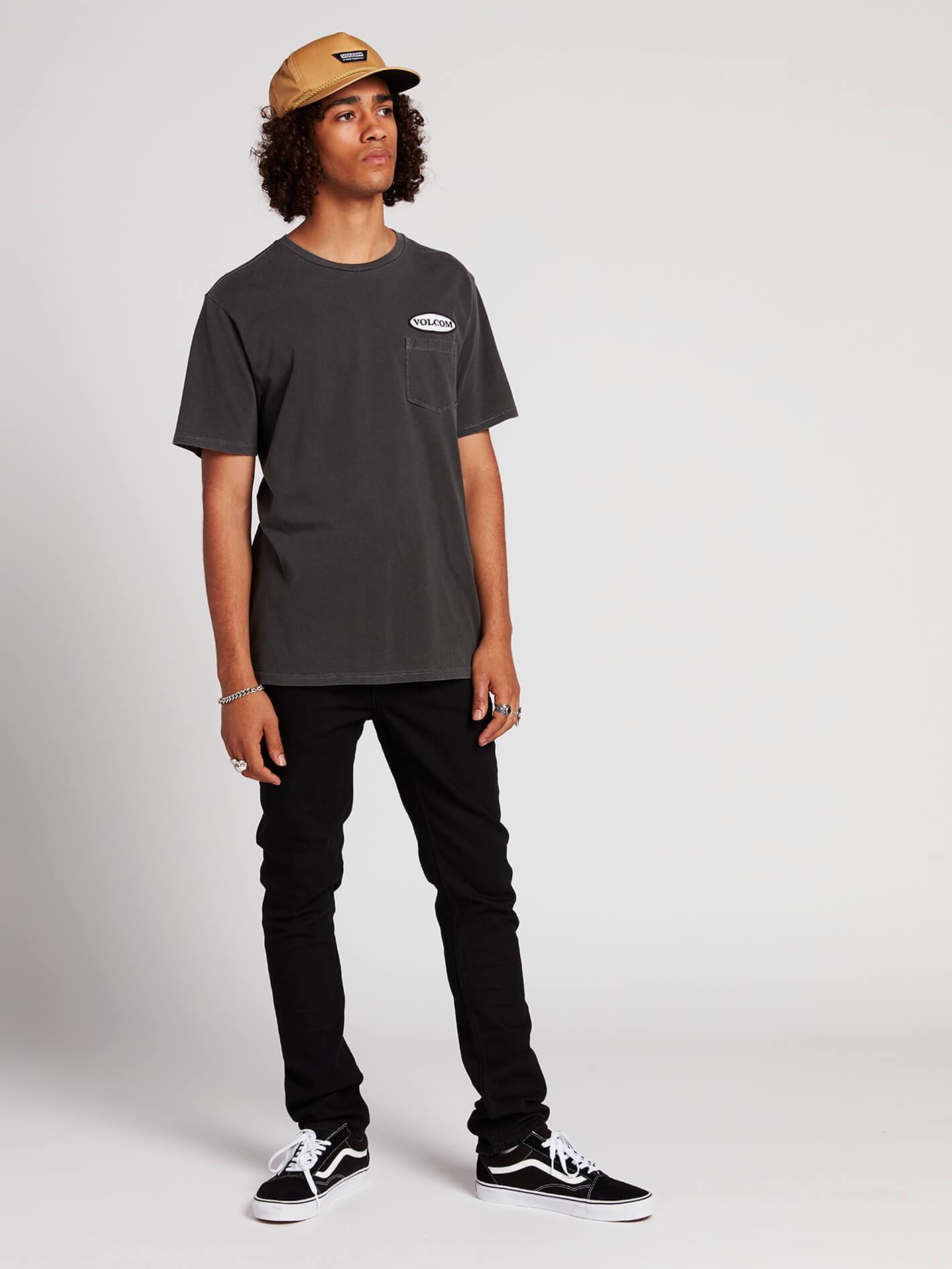 T-Shirt mit ovalem Patch - Schwarz