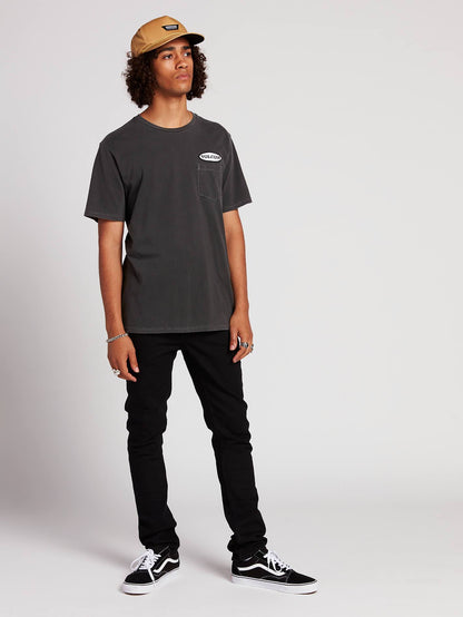 T-Shirt mit ovalem Patch - Schwarz