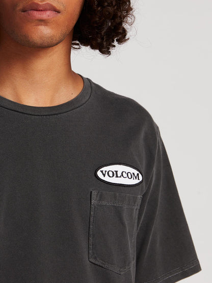 T-Shirt mit ovalem Patch - Schwarz
