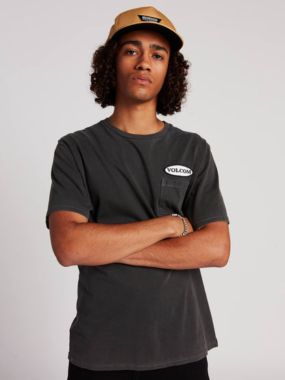 T-Shirt mit ovalem Patch - Schwarz