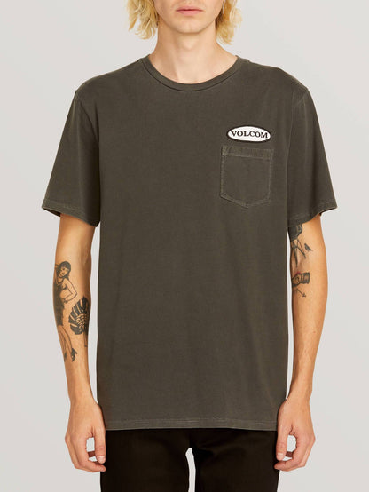 T-Shirt mit ovalem Patch - Schwarz