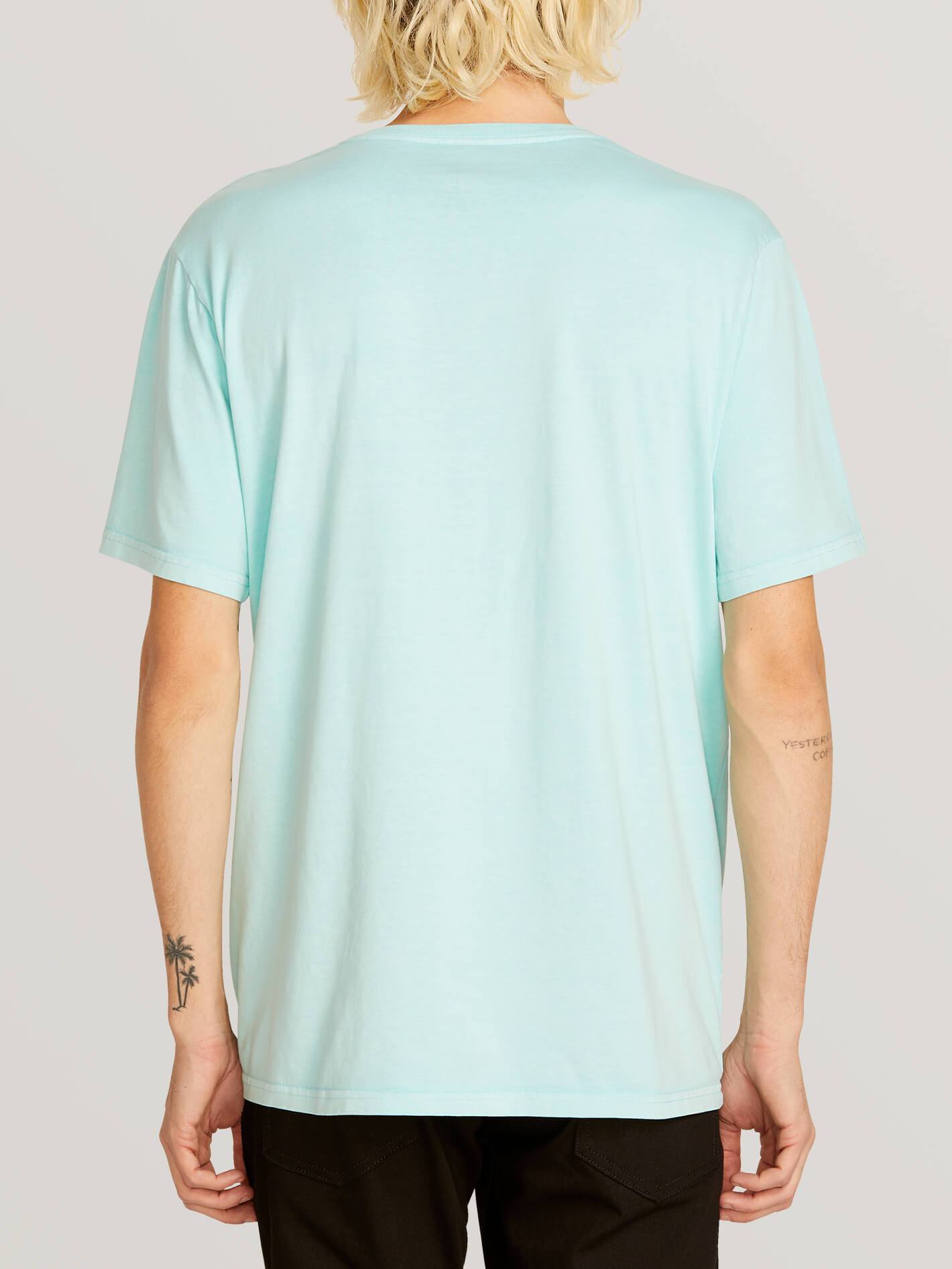 T-Shirt mit ovalem Patch – Blasses Aqua