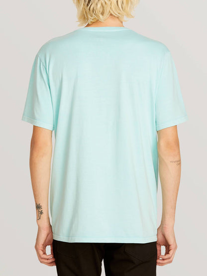 T-Shirt mit ovalem Patch – Blasses Aqua