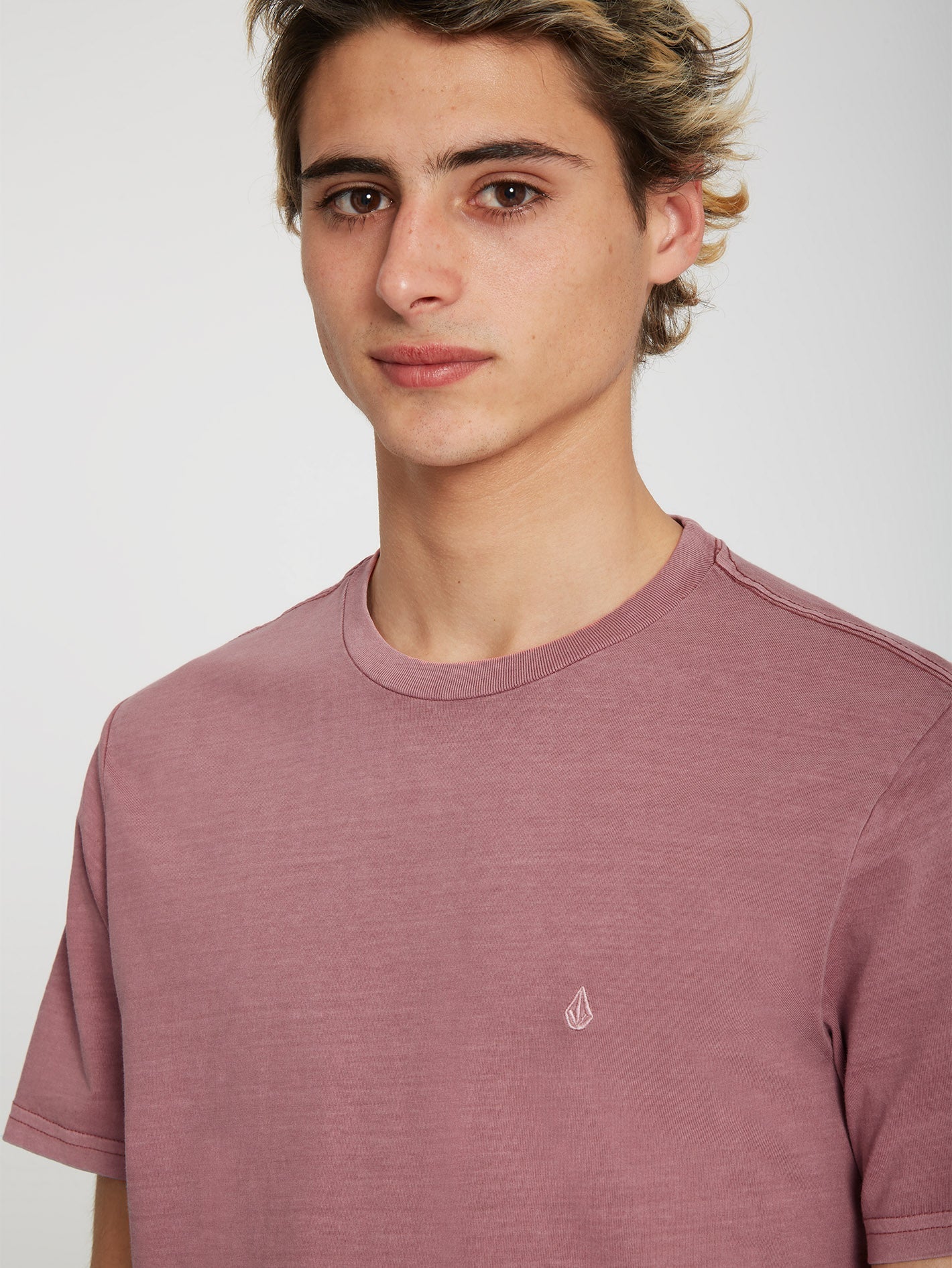T-shirt Solid Stone Emb - ROSE BROWN