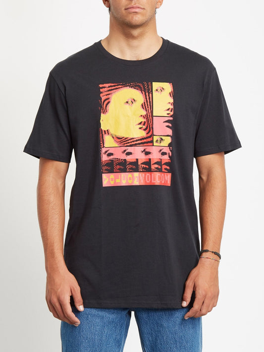 T-Shirt mit eingebettetem Gesicht – SCHWARZ