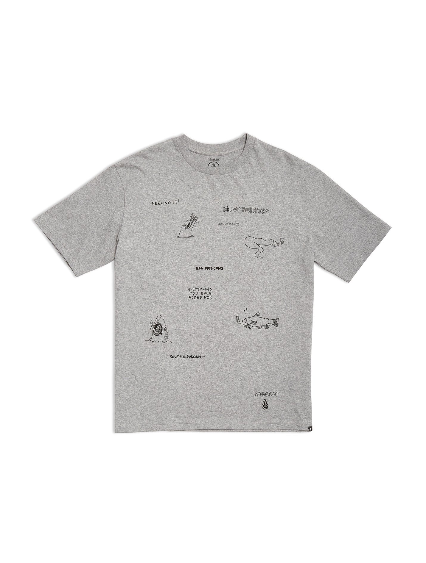 Pentagram Pizza T-Shirt - HEATHER GRAY