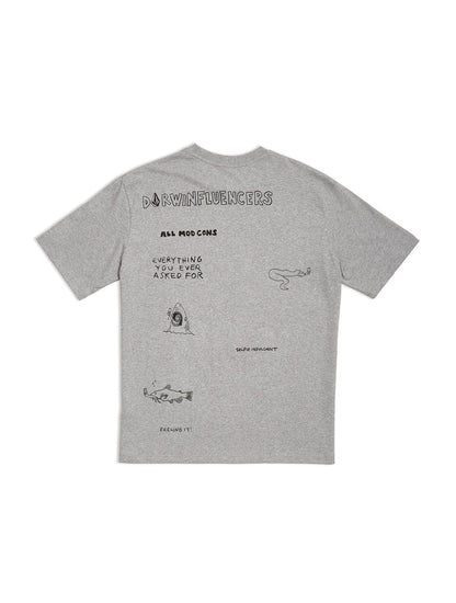 Pentagram Pizza T-Shirt - HEATHER GRAY