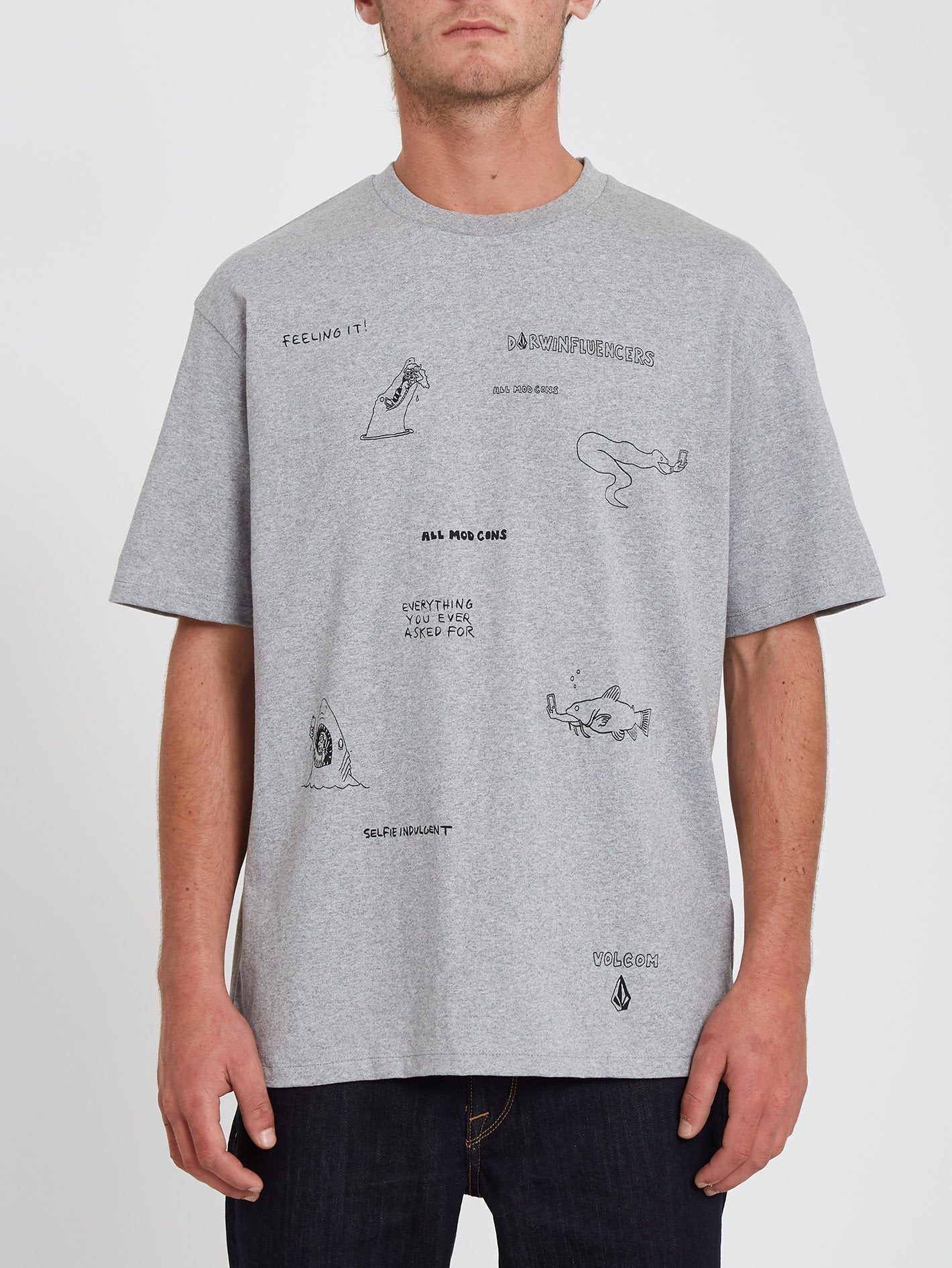 Pentagram Pizza T-Shirt - HEATHER GRAY