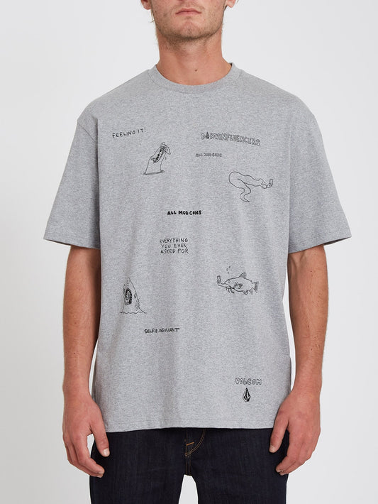 T-Shirt Pentagram Pizza - HEATHER GREY
