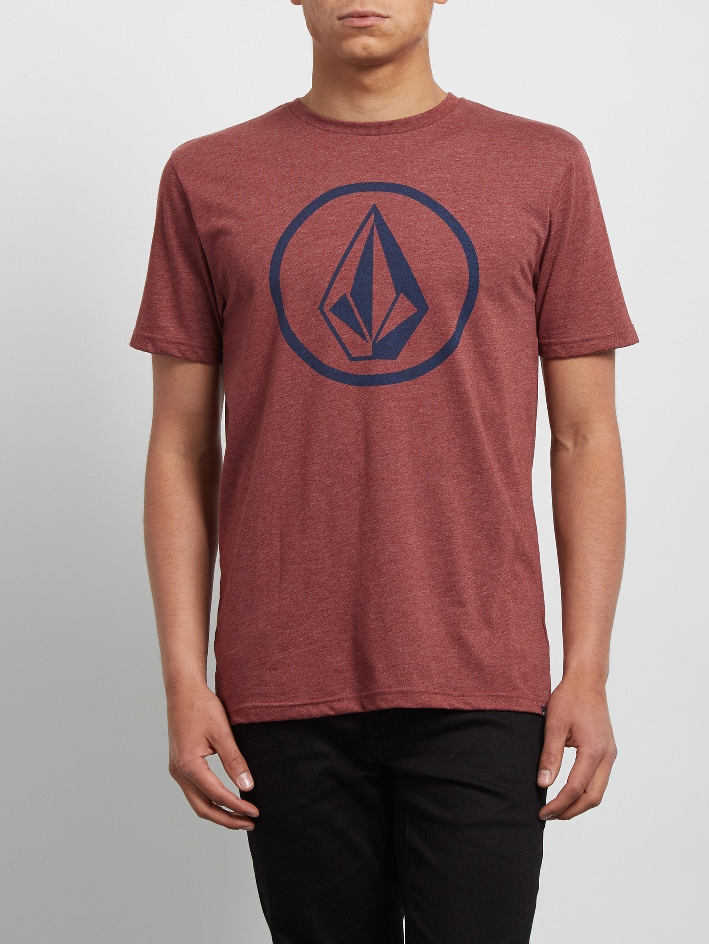 Circle Stone Short Sleeve Heather T-Shirt - Crimson