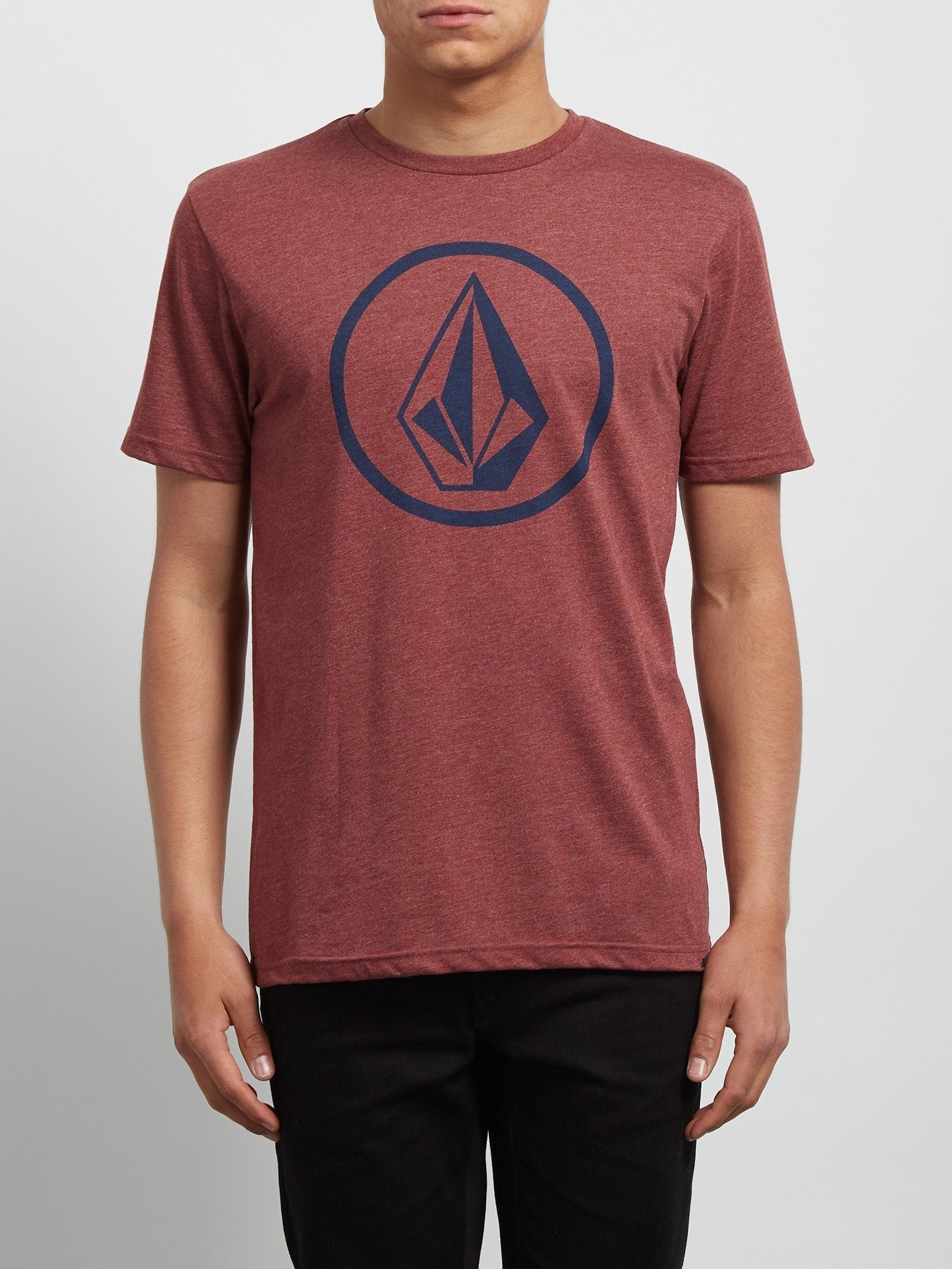 Circle Stone Short Sleeve Heather T-Shirt - Crimson