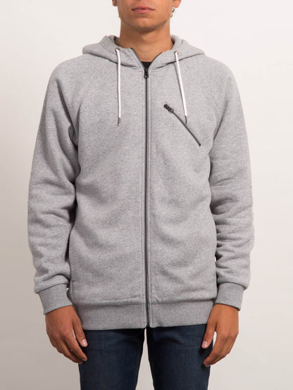 Static Stone Hooded Zip-Up Sweatshirt - Grey