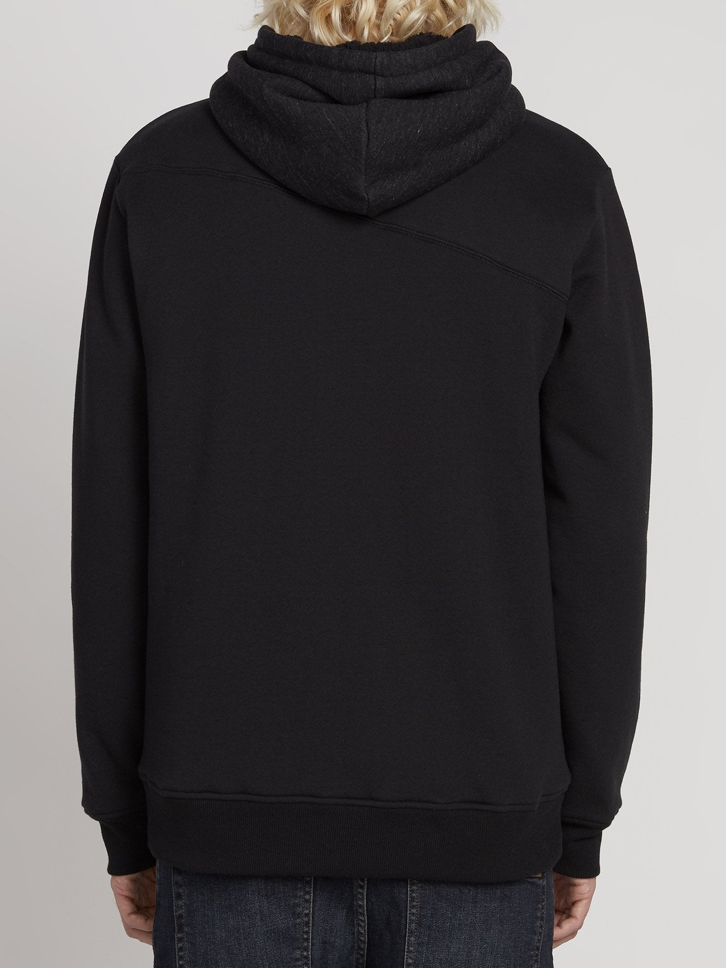 Kapuzenjacke mit Reißverschluss und Einzelstein-Futter - Schwarz