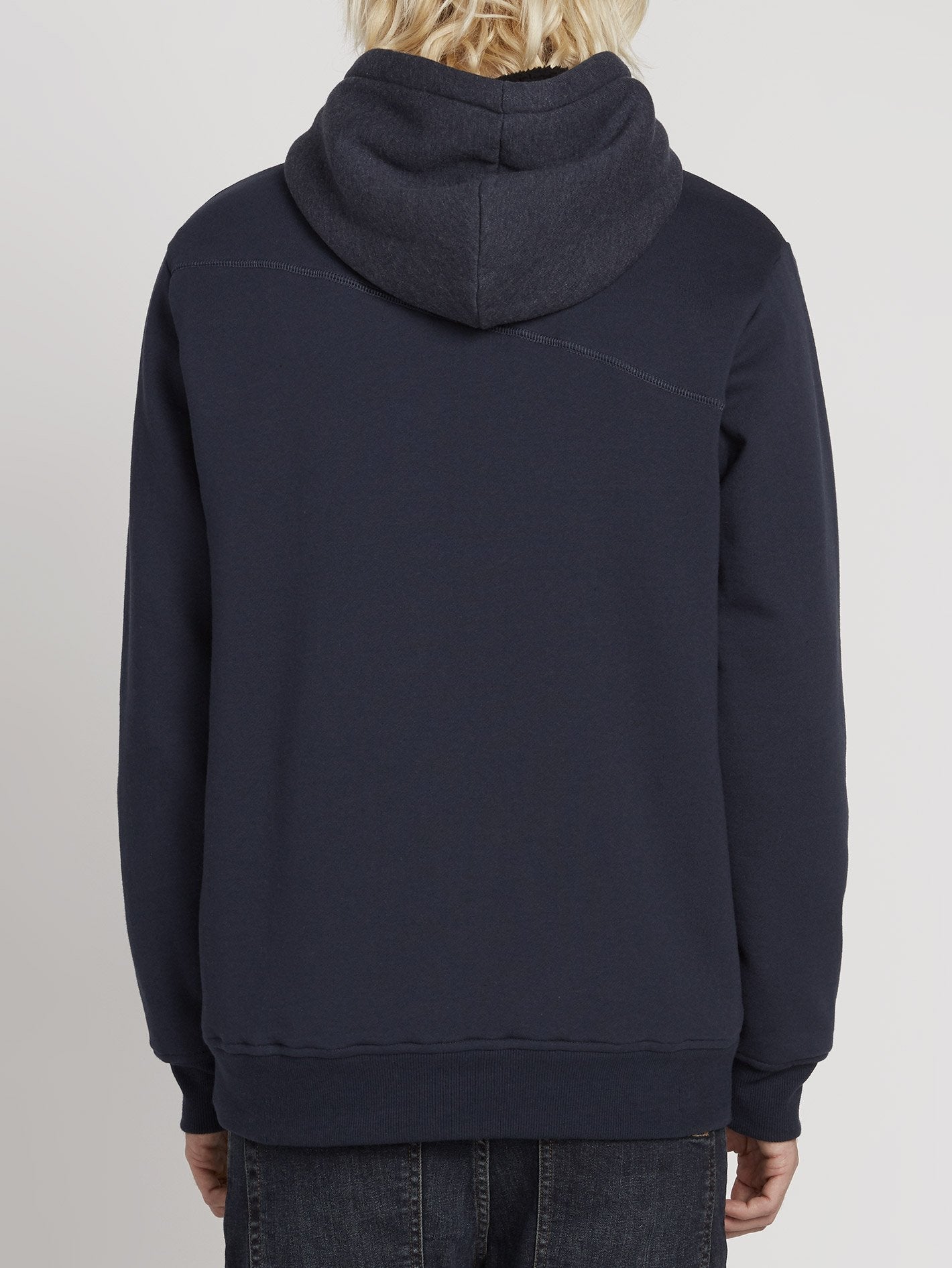 Kapuzenjacke mit Reißverschluss und Einzelstein-Futter - Marineblau