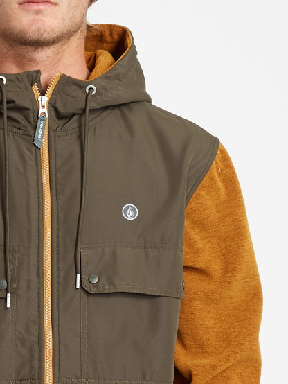 Yzzolate Lined Zip Hoodie - GOLDEN BROWN