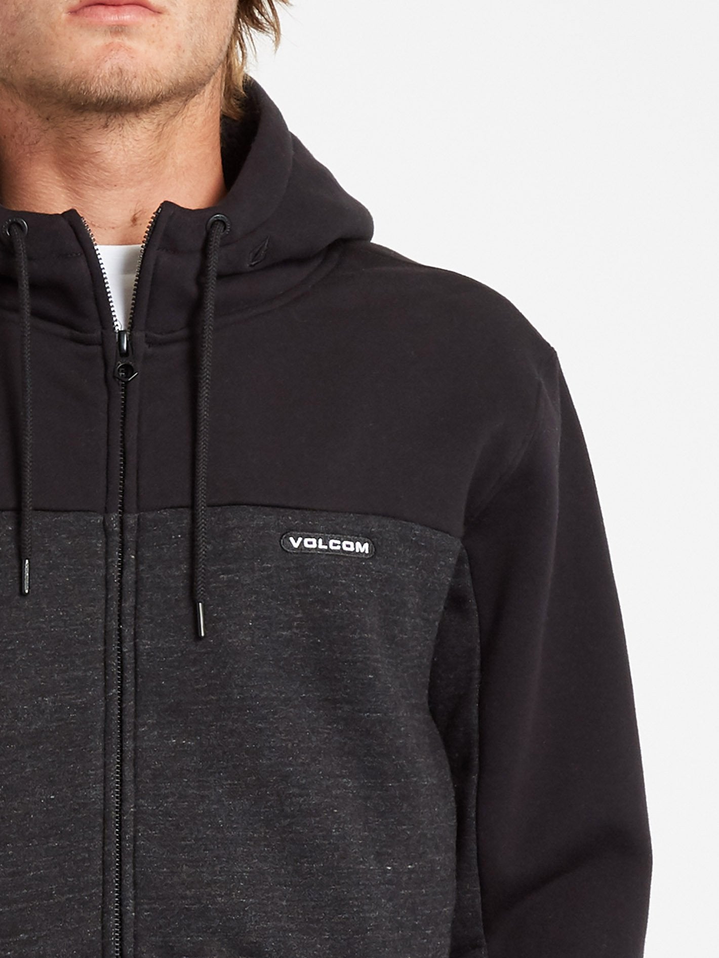 Single Stone Div Gefütterter Kapuzenpullover mit Reißverschluss - HEATHER BLACK
