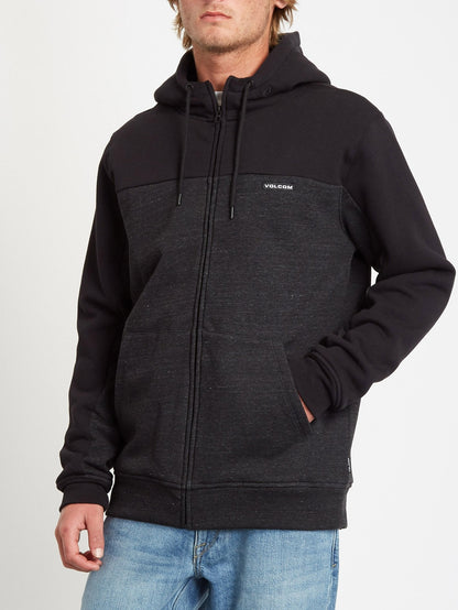 Single Stone Div Gefütterter Kapuzenpullover mit Reißverschluss - HEATHER BLACK